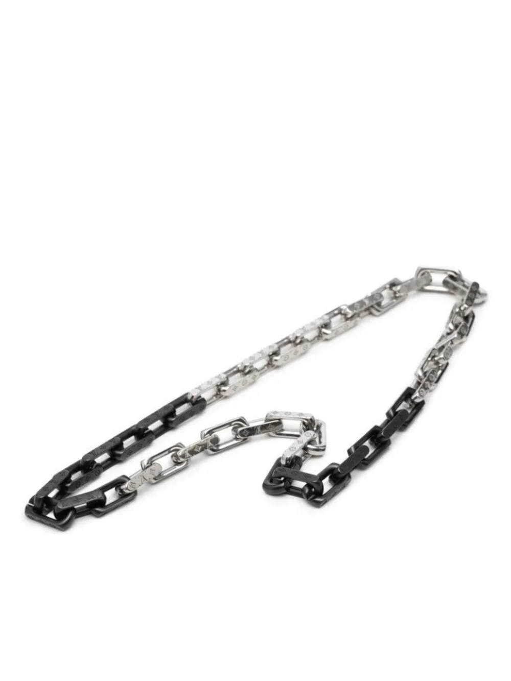 Louis Vuitton Collier Monogram Chain Necklace Silver Black Metal